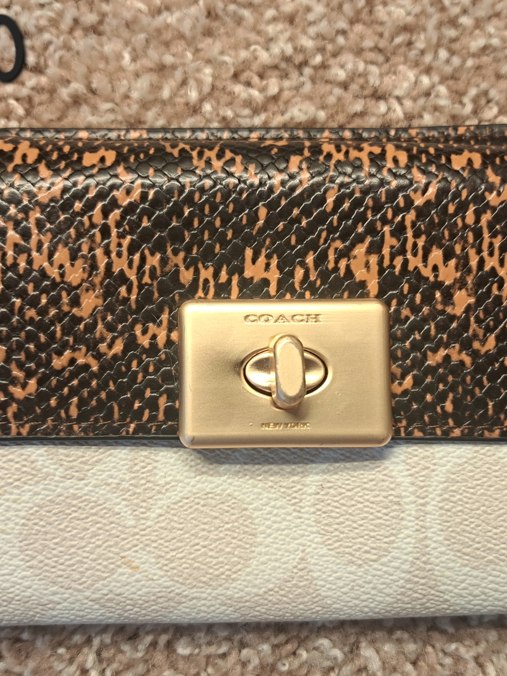 COACH Animal & Signature Print Turnlock Wallet